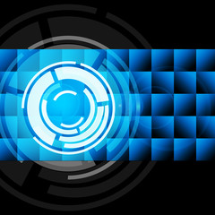 Blue Circles Background Shows Records And Gramophone.