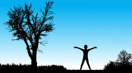Vector silhouette of child.