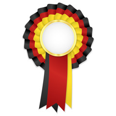 Tricolor rosette with black, yellow and red ribbon