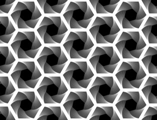 Design seamless monochrome hexagon geometric pattern