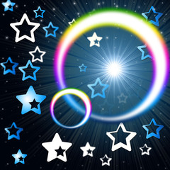 Rainbow Circles Background Means Glowing Star And Stars.