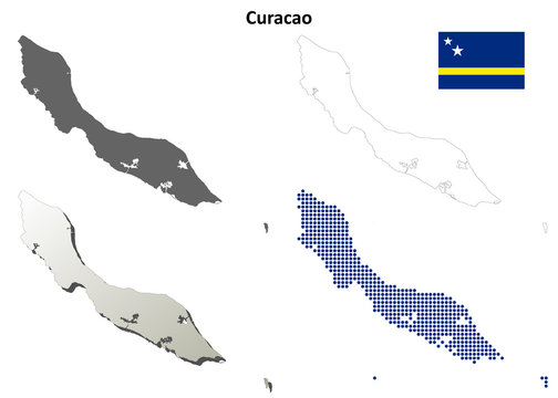 Curacao blank detailed outline map set