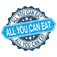All you can eat grungy stamp isolated on white background