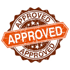 Approved grungy stamp isolated on white background