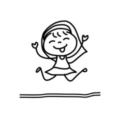 hand drawing happy kids