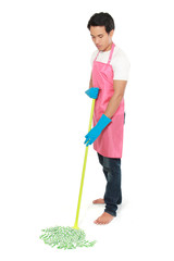 man cleaning floor