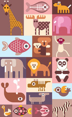 Fototapeta premium Zoo animals vector collage
