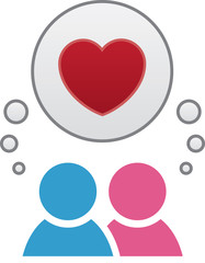 Boy and girl icon with heart thought bubble