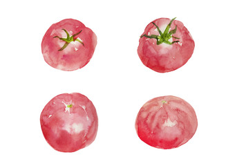 4個のトマト　水彩イラスト