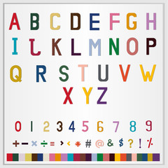 Alphabet, figure and symbol icon set