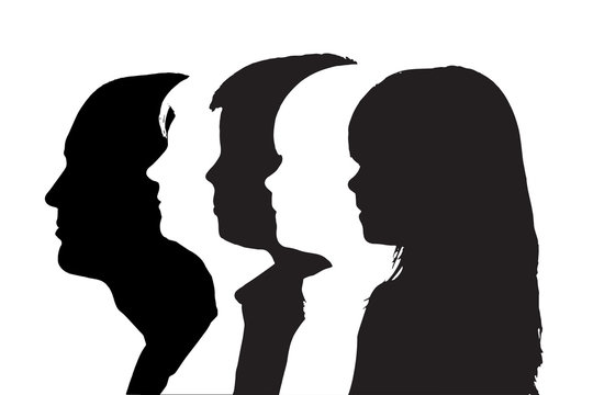 Vector silhouettes family.