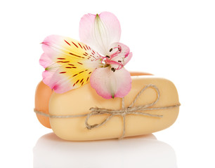 Alstroemeria and two pieces of the soap