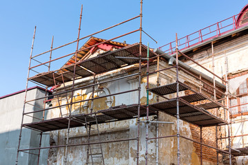 Old residential building being repaired
