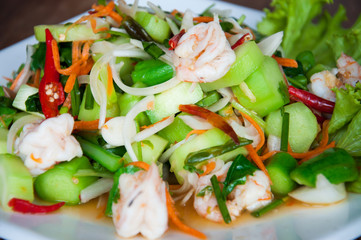 Spicy Kale Branch with Shrimp Salad