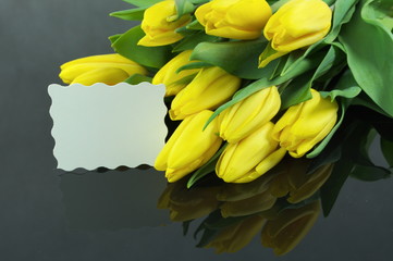 tulipany z dedykacją na czarnym tle - obrazy, fototapety, plakaty