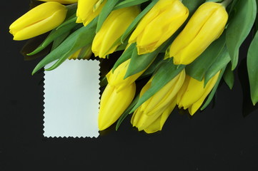 tulipany z dedykacją na czarnym tle