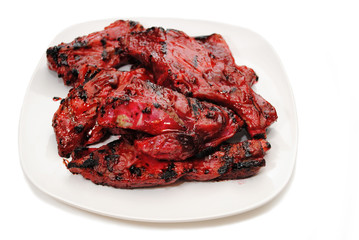 Chinese Barbequed Pork Ribs on a Plate