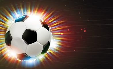 Fototapeta premium Soccer ball and fireworks