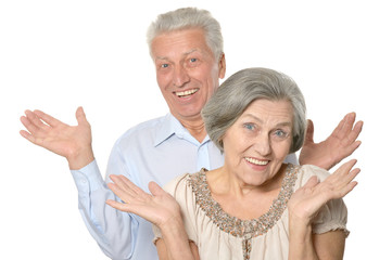 Emotional senior couple