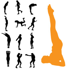 Vector silhouettes of woman.