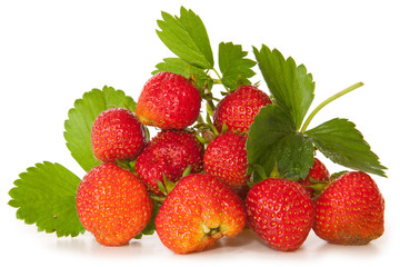 Fresh red strawberries isolated on white. 