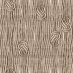 Seamless pattern of ropes with marine knots