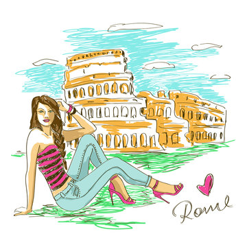 Fashion girl in Rome