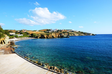 Fototapeta na wymiar The beach at luxury hotel, Crete, Greece