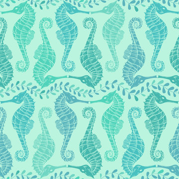 Seamless pattern of seahorse