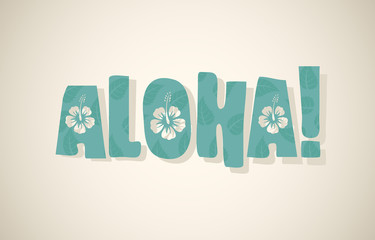 Vector aloha word in retro colors - obrazy, fototapety, plakaty