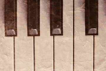 closeup of vintage piano keyboard