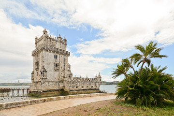 Fototapeta na wymiar Torre de Belem, Tower of Belem at Tagus river Lisbon Portugal