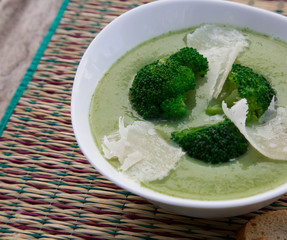 Broccoli cream soup with parmesan