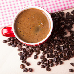 coffee cup and coffee beans