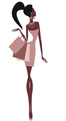 Силуэт красивой девушки с пакетами