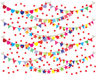 vector bunting background with confetti