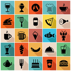 Vector set of food icons in modern flat design