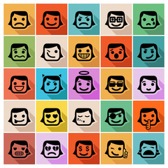 Smiley faces icon set. Vector