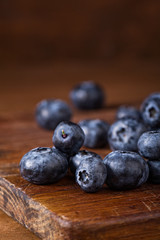 Blueberries on a cutting board