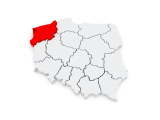 Map of Western Pomeranian. Poland.