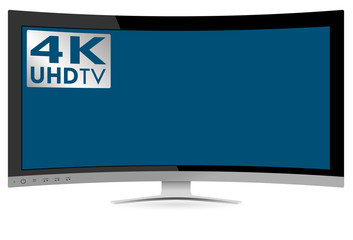 Curved 4K UHD Ultra High Definition TV on White Background