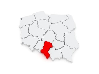 Map of Upper Silesia. Poland.