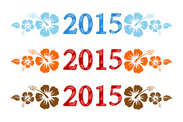 Vector colorful aloha 2015 text with hibiscus © Elisanth