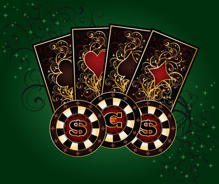 Casino background with poker elements, vector