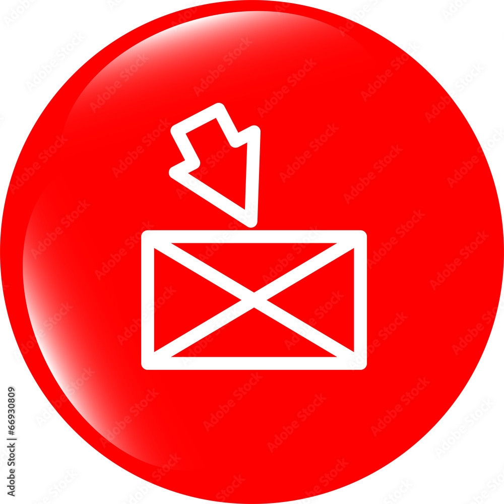Poster mail envelope icon web button with map isolated on white
