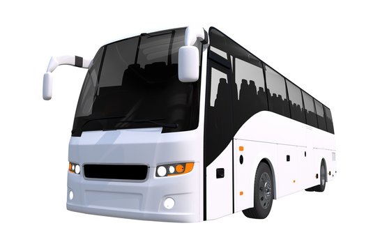 White Tour Bus Isolated