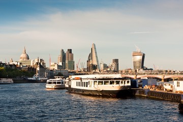 Obraz na płótnie Canvas View of City of London from Thames River, London - England