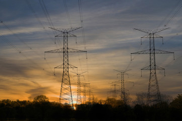 Power Towers at Sunset