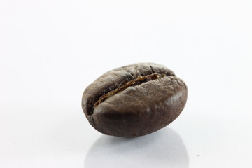 Brown coffee beans on white.