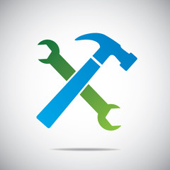 Wrench and hammer. Tools icon